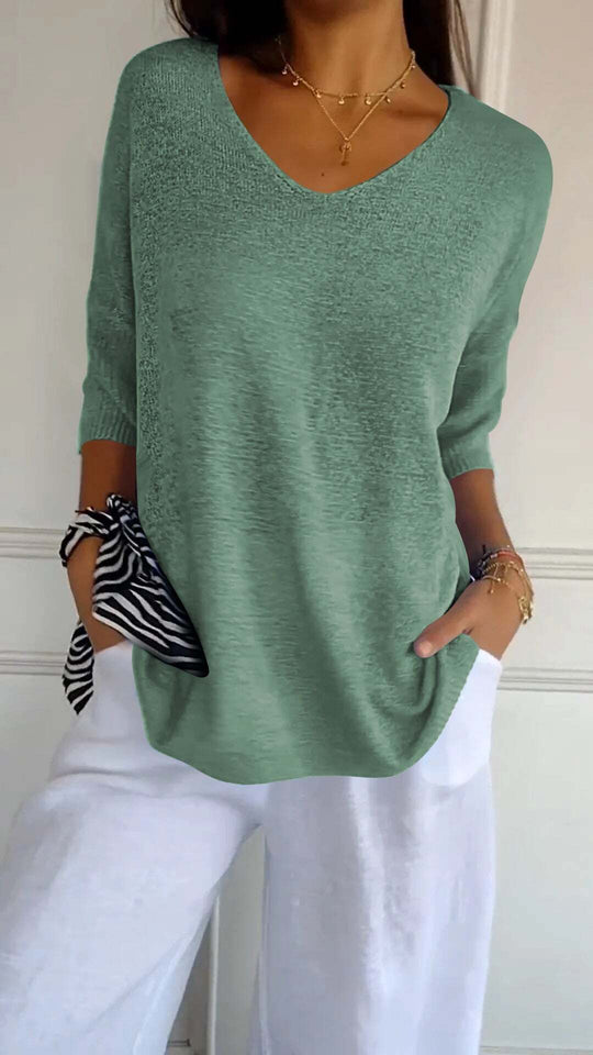 Pullover gestricktes Shirt mit V-Ausschnitt