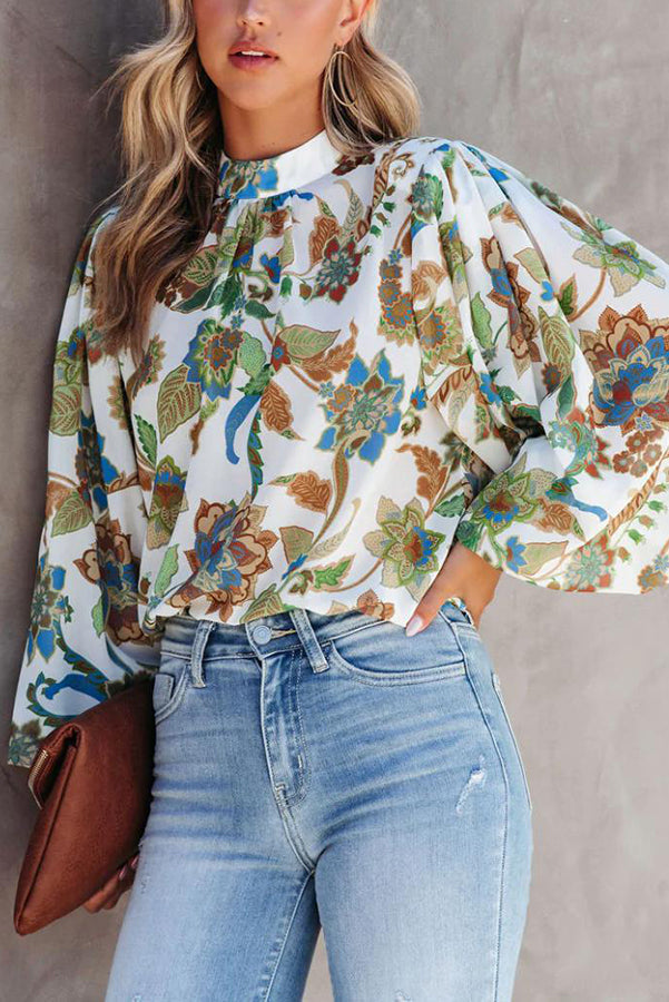 Heidi-Mode | Shady Grove Gedruckte Ballonärmels Bluse