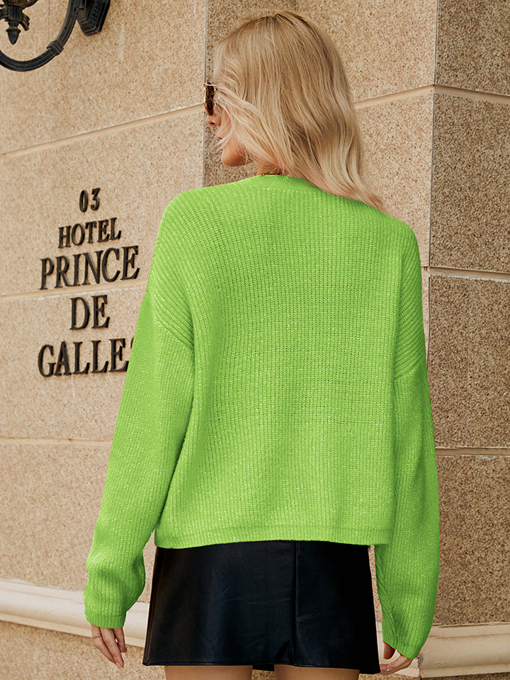 Heidi-Mode | Gefallene Schulter Knopfleiste Cardigan