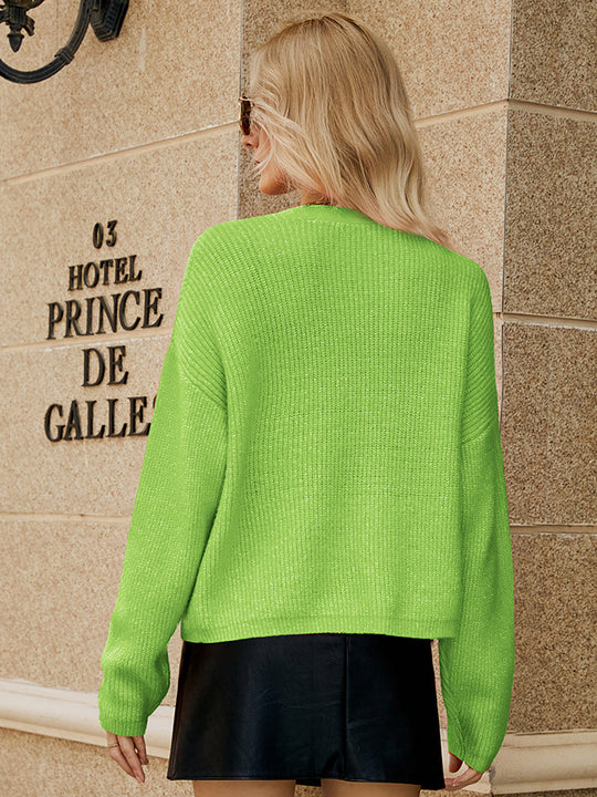 Heidi-Mode | Gefallene Schulter Knopfleiste Cardigan
