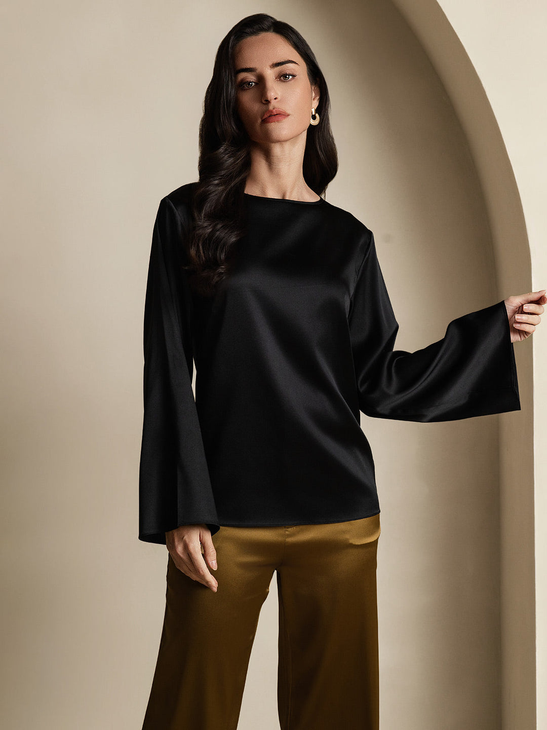 Heidi-Mode | Seiden Langarm Bluse