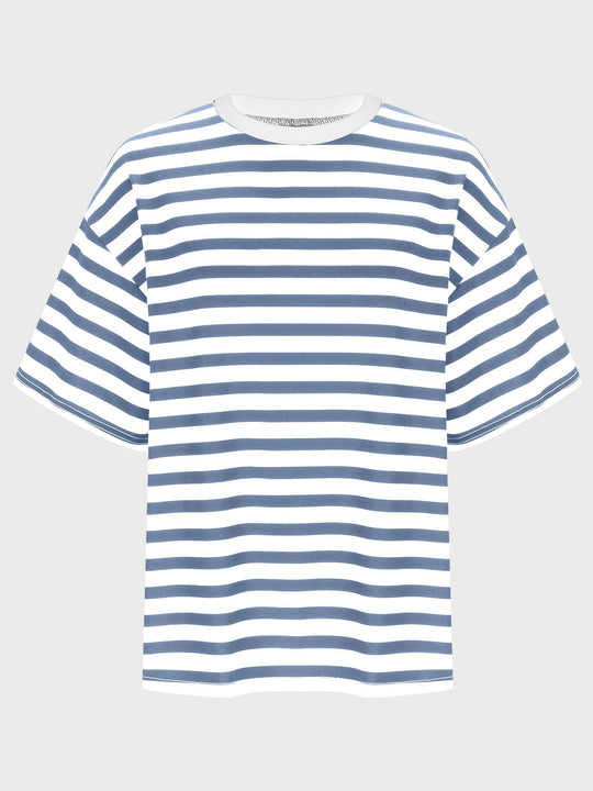 Heidi-Mode | Gestreiftes Rundhals-Halbarm-T-Shirt