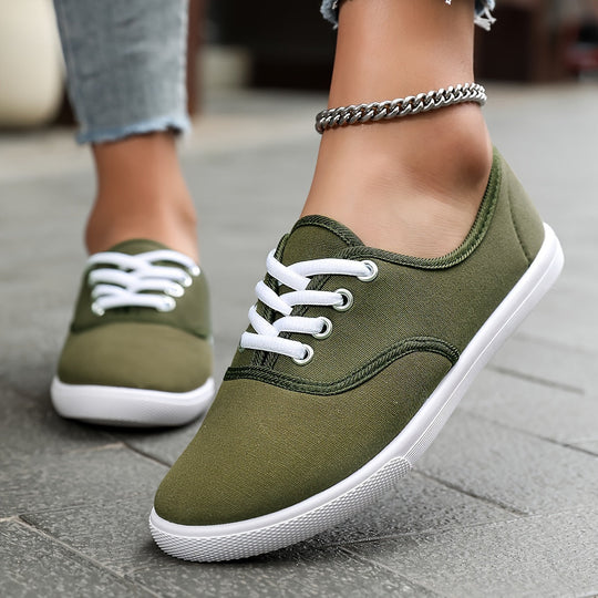 Heidi-Mode | Bequeme Niedrige Canvas Sneakers In Weiß