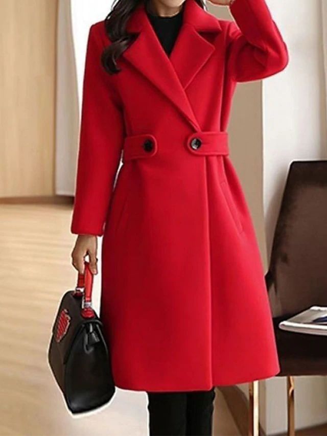 Heidi-Mode - Winter Wollmantel Gürtel Slim