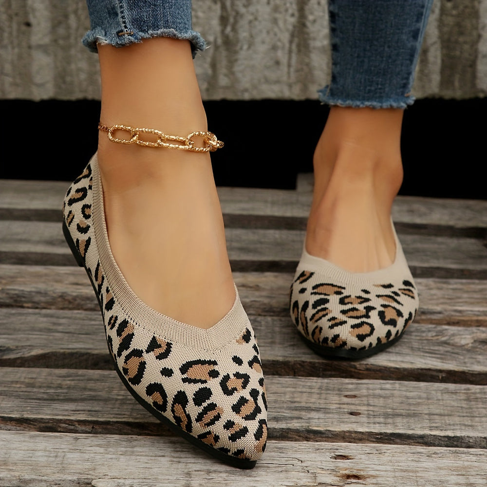 Heidi-Mode | Damen Leopard Ballerinas Punktschritt Auf Licht Ramin