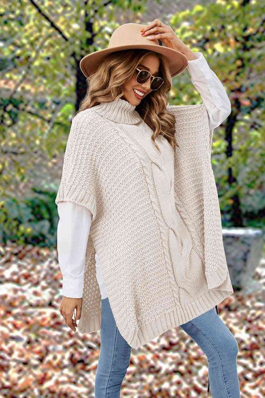 Heidi-Mode | Rollkragen Schlitz Kurzarm Pullover