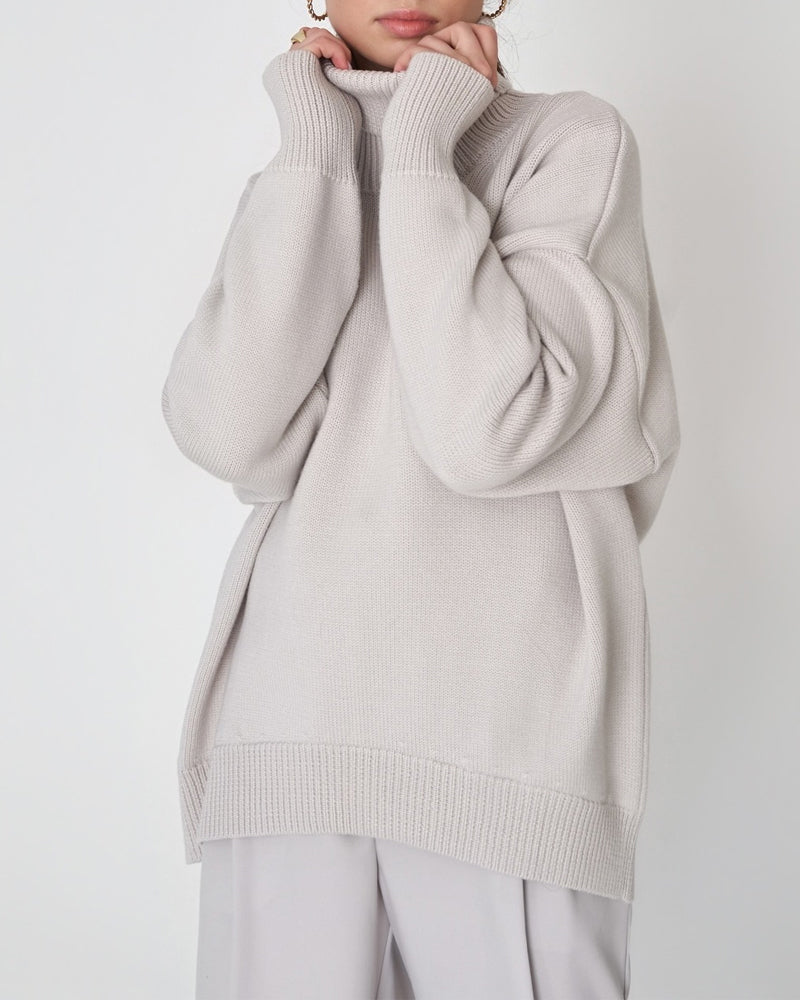 Heidi-Mode | Eleganter Oversized Damen Rollkragenpullover Aus Baumwolle