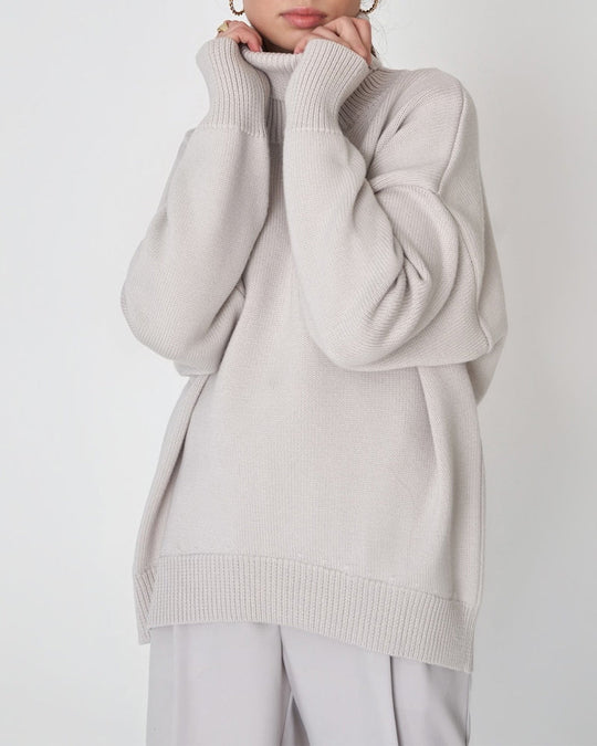 Heidi-Mode | Eleganter Oversized Damen Rollkragenpullover Aus Baumwolle