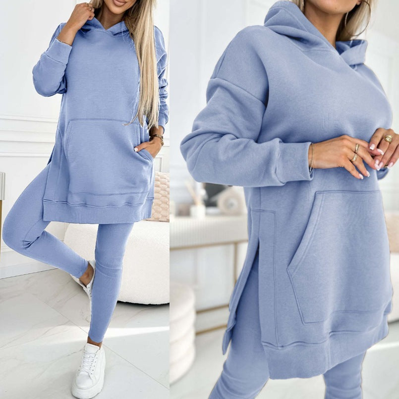 Heidi-Mode | Sportlich Lässiger Kapuzenpullover Dicke Unterhosen Leggings Set