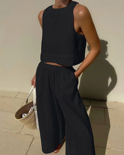 Heidi-Mode | Lose Ärmellose Top und Hosen Im Set