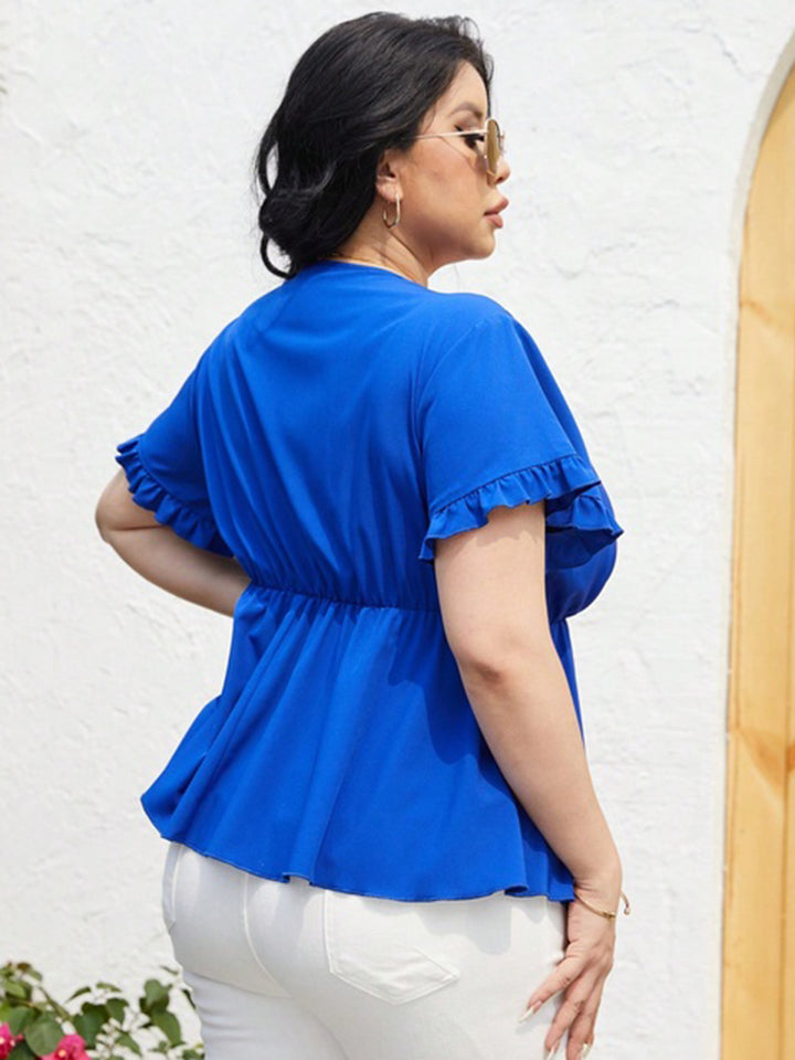Heidi-Mode | Plus Size Wickelhals Babydoll Bluse