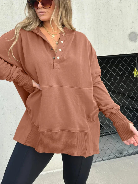 Heidi-Mode | Hoodie mit Knopfleiste und Handwärmern