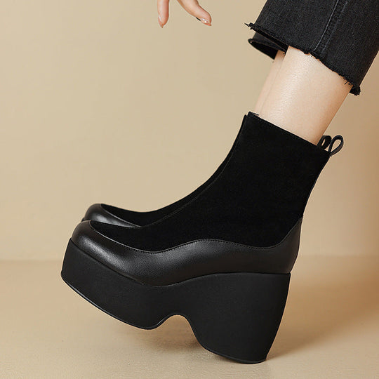 Heidi-Mode | Kleine Plattform Martin Stiefel Frauen Echtes Leder