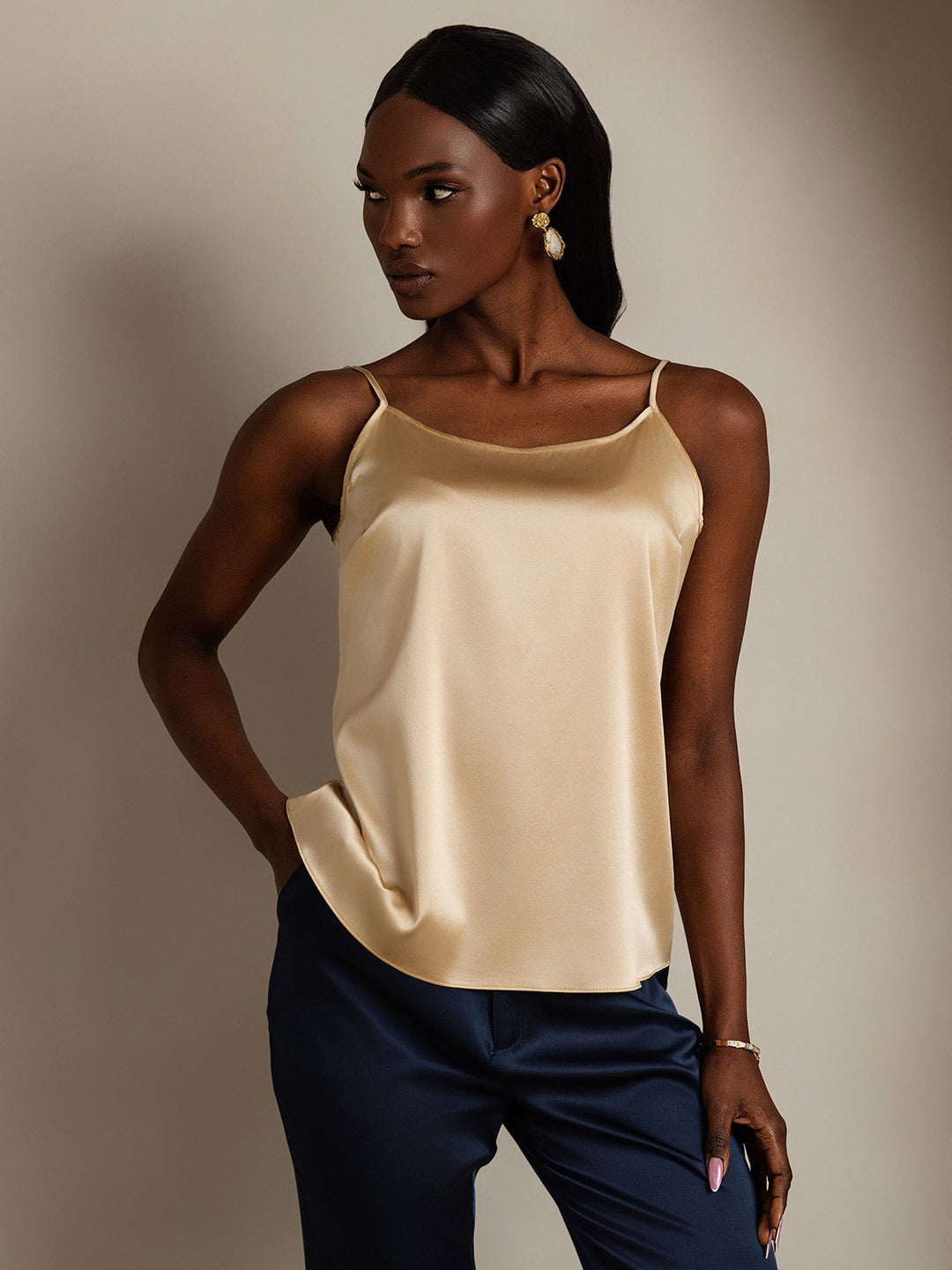 Heidi-Mode | Seide Entspannt Spaghettiträger Camisole Top