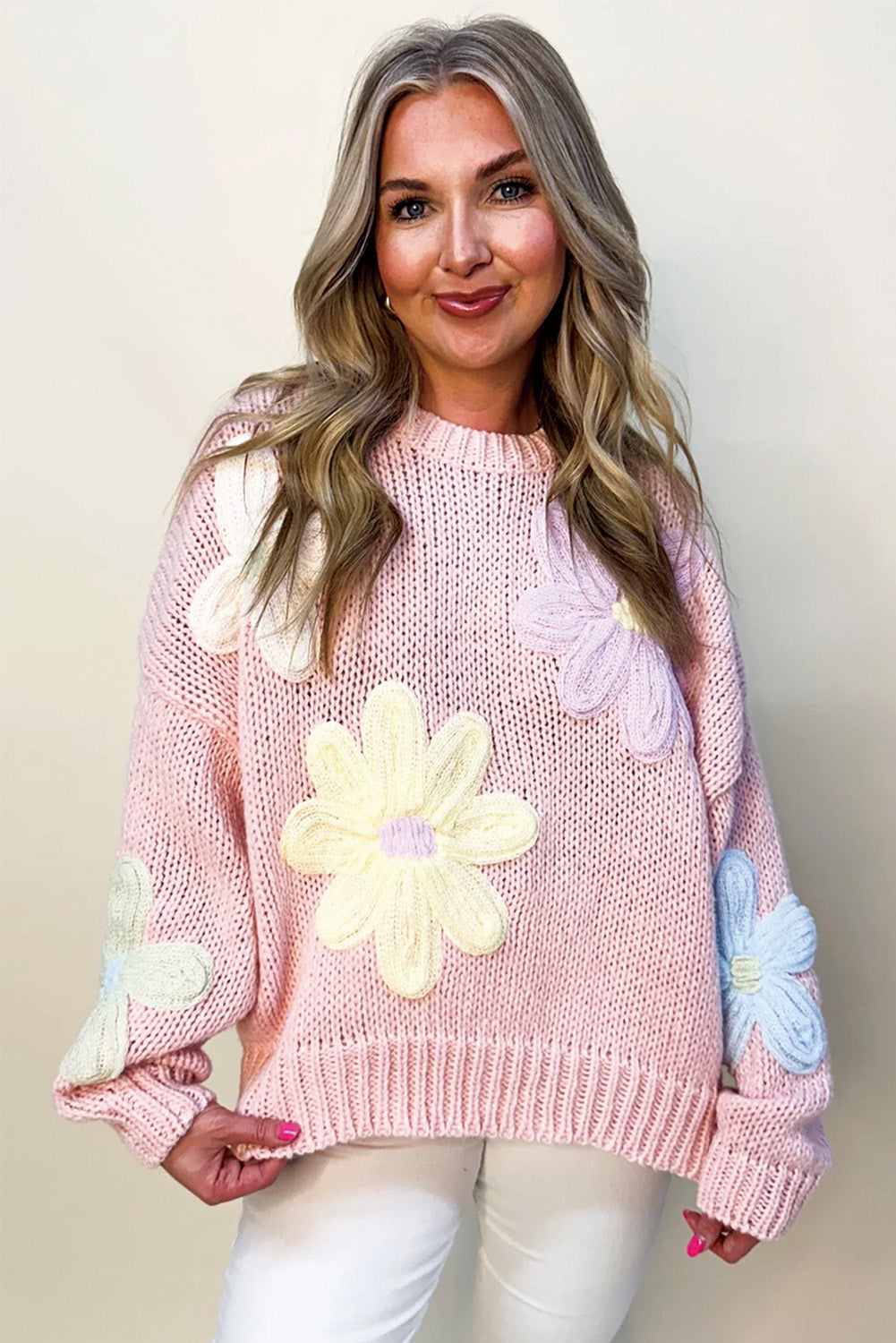 Heidi-Mode | Pullover Mit Blumenstickerei, Rosenblättern Und  Fäden