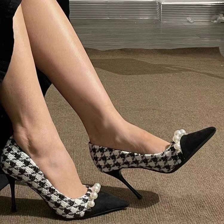 Heidi-Mode | Kleine High Heeled Nischen Hahnentrittmuster Stiletto Schuhe