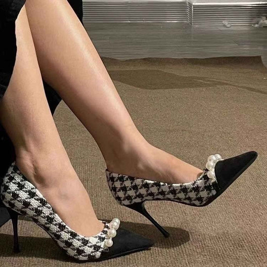 Heidi-Mode | Kleine High Heeled Nischen Hahnentrittmuster Stiletto Schuhe