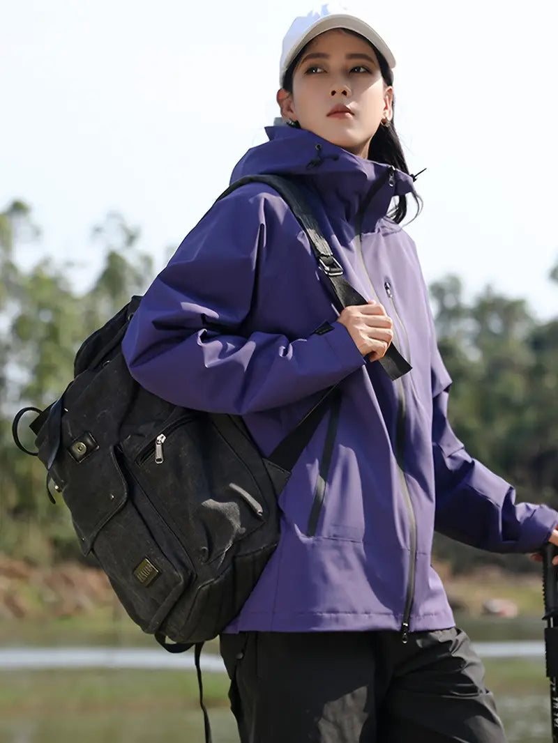 Heidi-Mode - Wasser- und winddichte Damenregenjacke mit Kapuze und Taschen