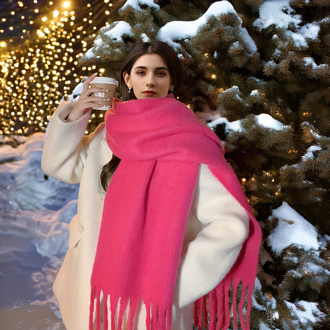Heidi-Mode | Elegante Flauschige Dicke Schal mit Quasten für Damen