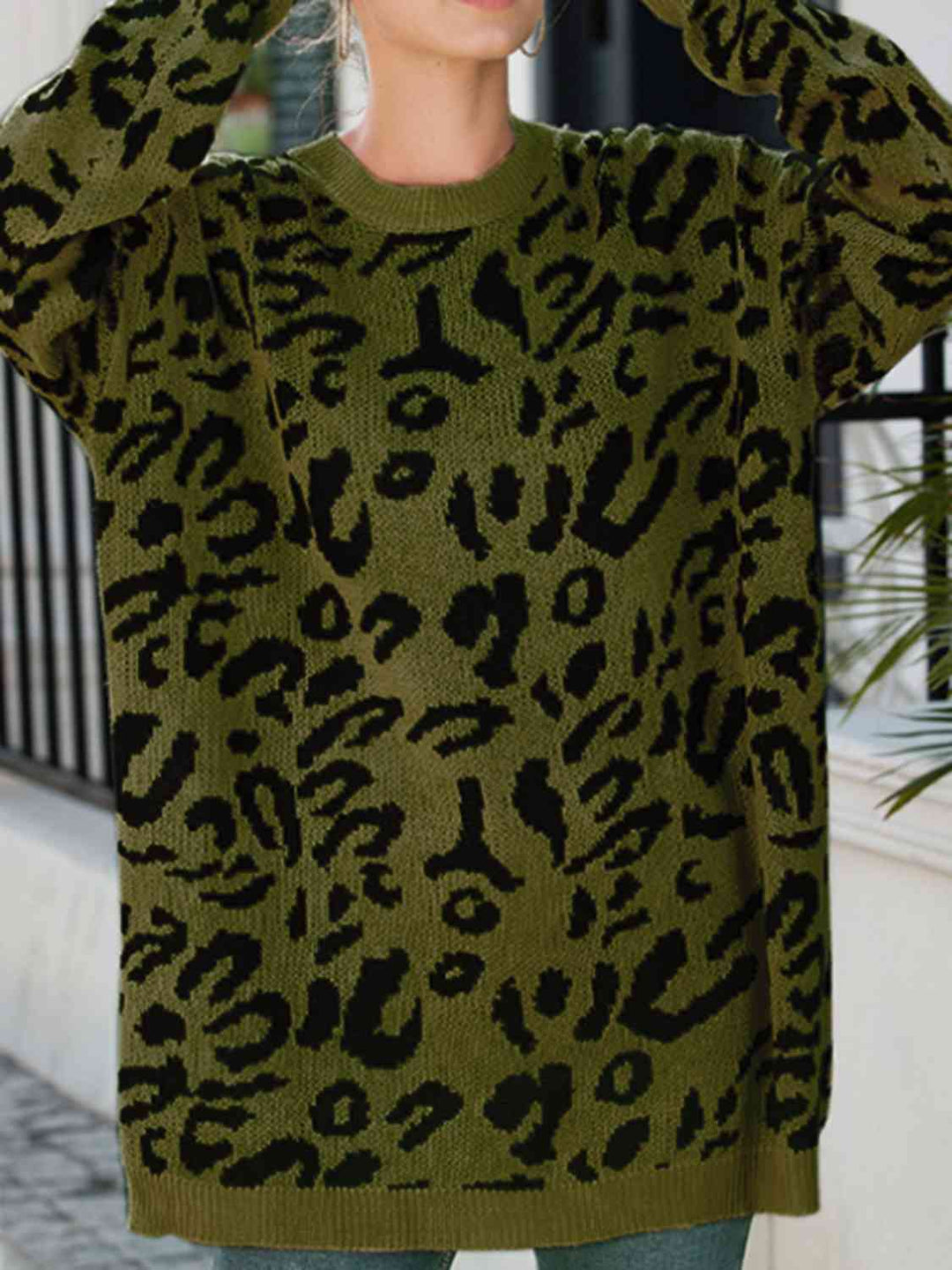 Heidi-Mode | Leopard Rundhals Tunika Pullover