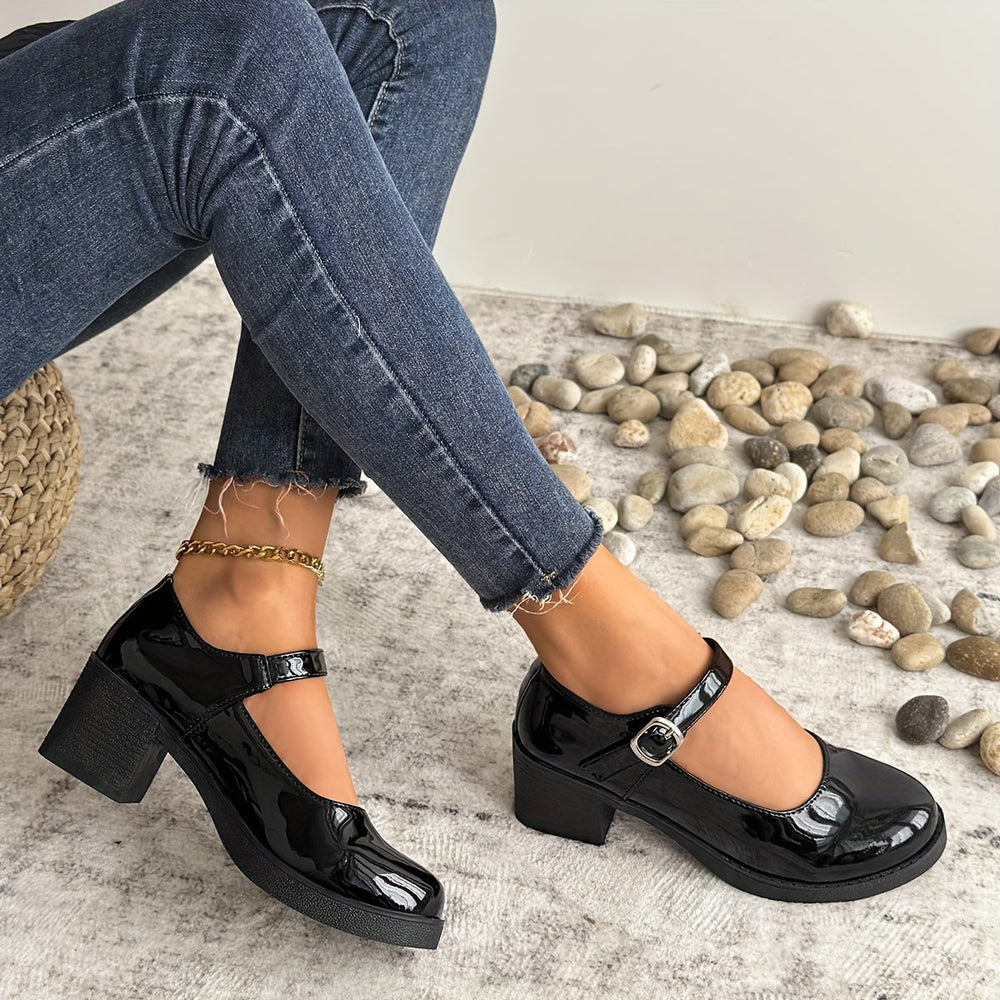 Heidi-Mode | Elegante Mary Jane Pumps mit Bequemem Blockabsatz