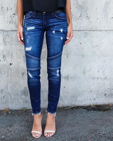 Damen Skinny Jeans mit modischen Ripp-Details und lässigen Destroyed-Effekten Heidi-Mode