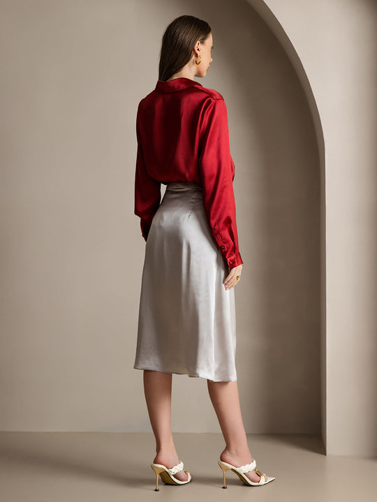 Heidi-Mode | Damen Klassische Seide Langarmshirt