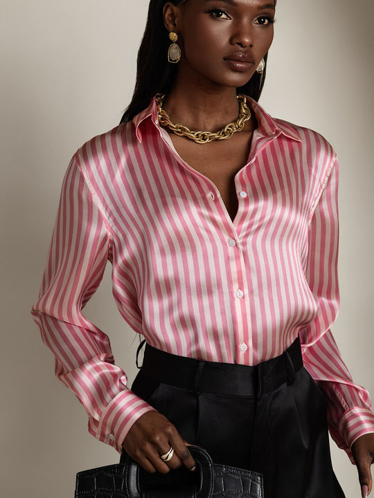 Heidi-Mode | Damen Seiden Basis Militär Revers Hemd
