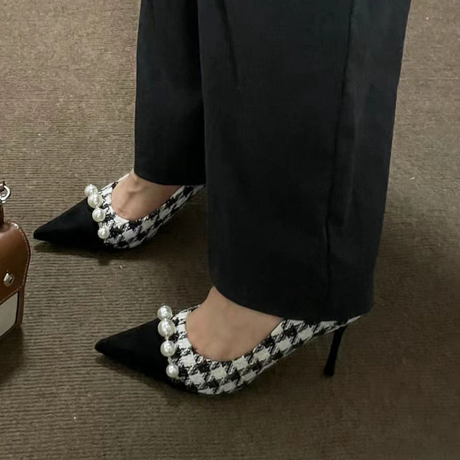 Heidi-Mode | Kleine High Heeled Nischen Hahnentrittmuster Stiletto Schuhe
