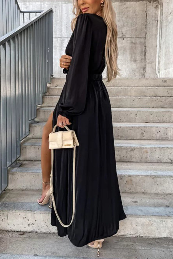 Heidi-Mode | Schaffende Magie Lange Ärmel Gürtel Maxi Kleid
