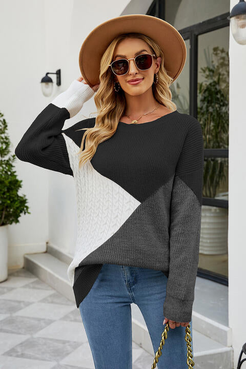 Heidi-Mode | Farbblock Rundhals Pullover