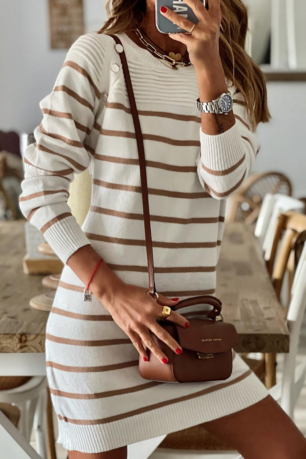 Minipullover-Kleid Mit Rippendetails