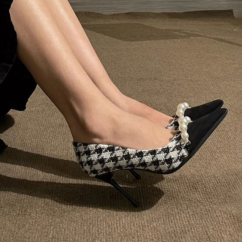 Heidi-Mode | Kleine High Heeled Nischen Hahnentrittmuster Stiletto Schuhe