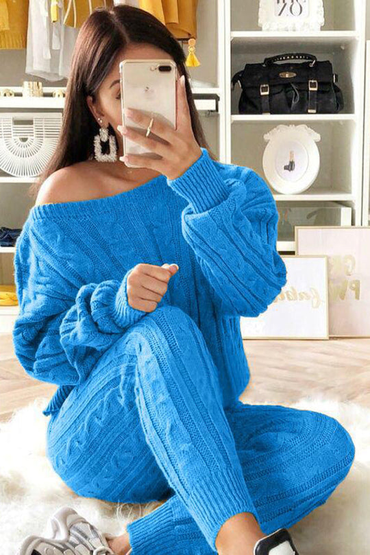 Heidi-Mode | Elevated Comfort Kabelpullover und Slim Fit Hosen Set