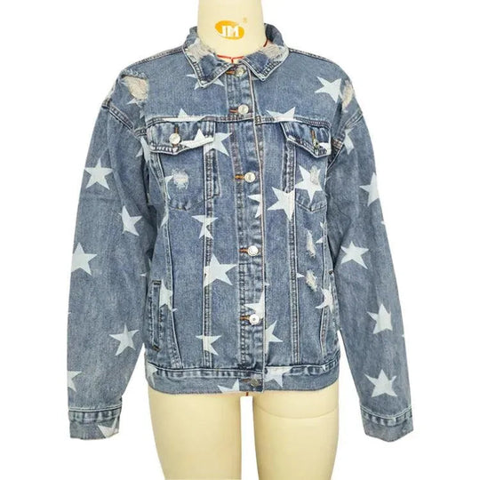 Heidi-Mode | Lässig Damen Jeansjacke mit fünfzackigem Stern
