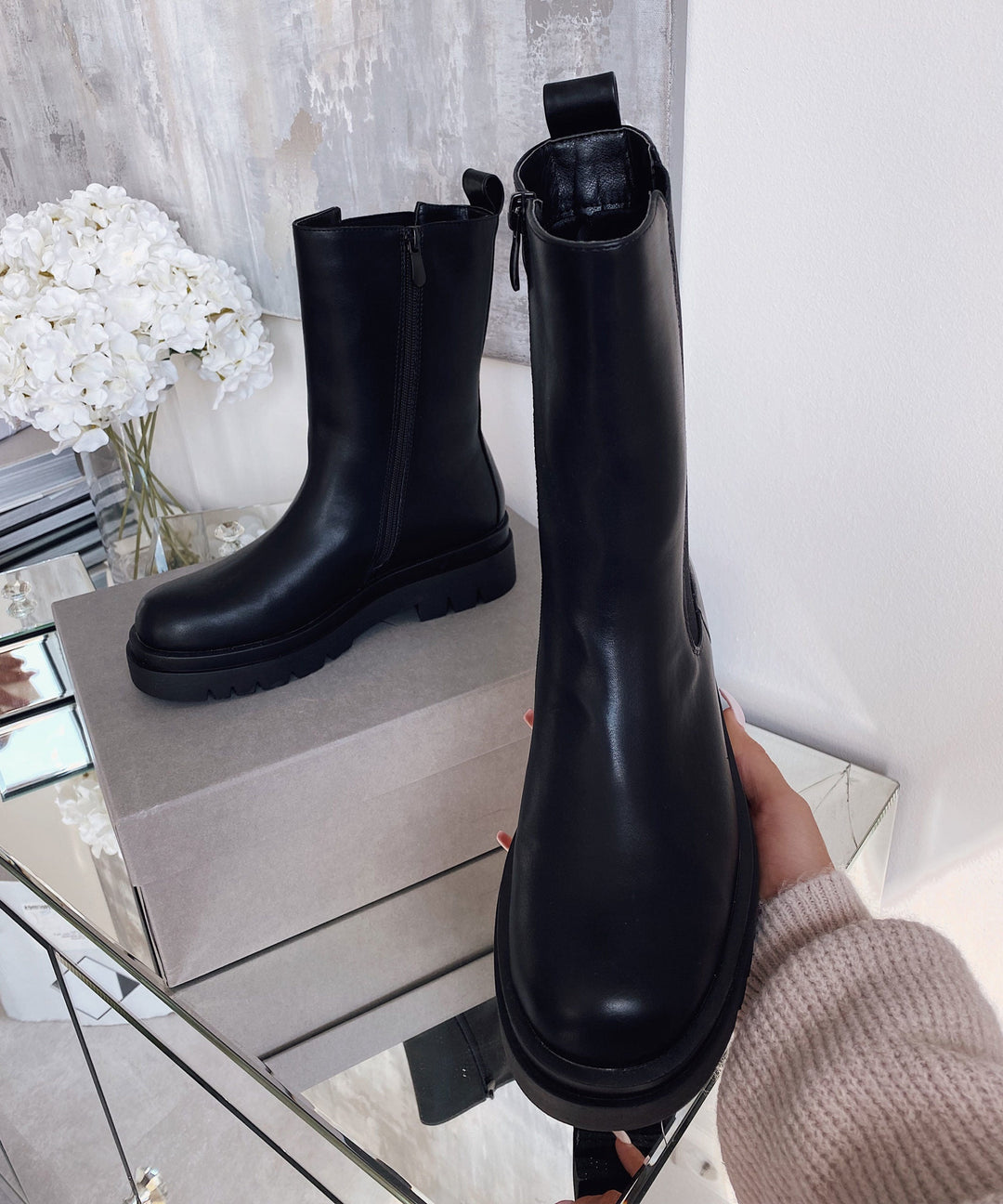 Boots Long Schwarz