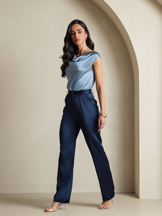 Heidi-Mode | Seiden Kappenärmel Halskragen Tanktop Bluse
