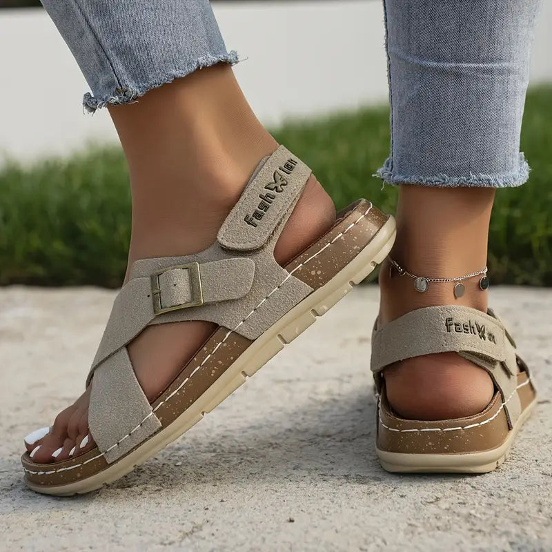 Heidi-Mode | Kreuzen Sie Riemen Plattform Weiche Sohle Sandalen