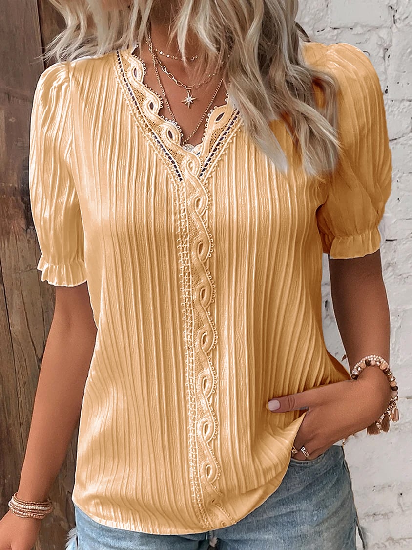 Heidi-Mode | Elegante Bluse mit Spitze und Falten Design