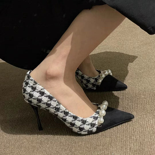 Heidi-Mode | Kleine High Heeled Nischen Hahnentrittmuster Stiletto Schuhe