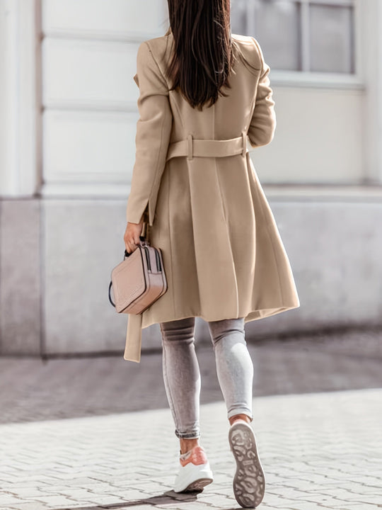 Heidi-Mode - Stilvolle Casual Herbst Khaki Trenchcoat mit Knopfschluss für Damen