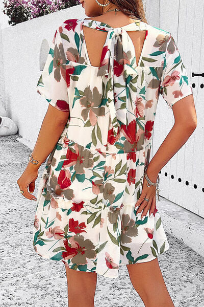 Heidi-Mode | Gedrucktes Gestuftes Rundhals-Minikleid