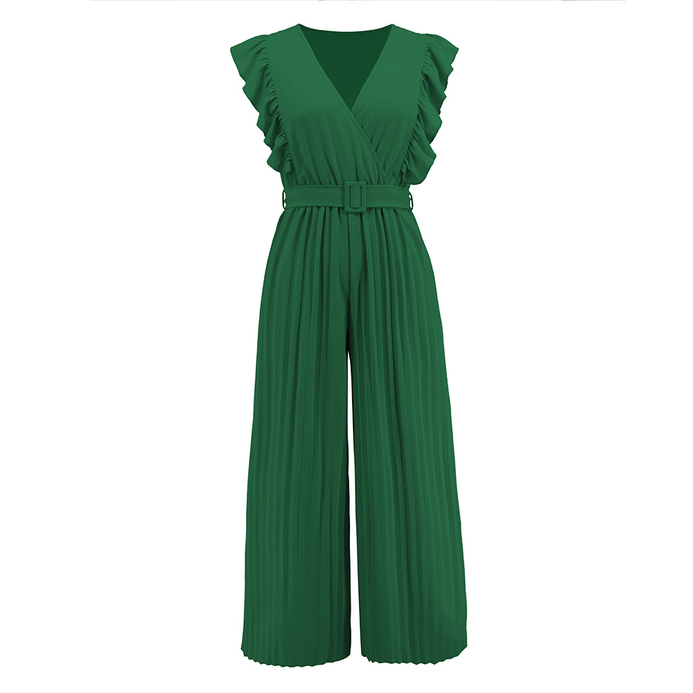 Jumpsuit mit gerafftem V-Ausschnitt