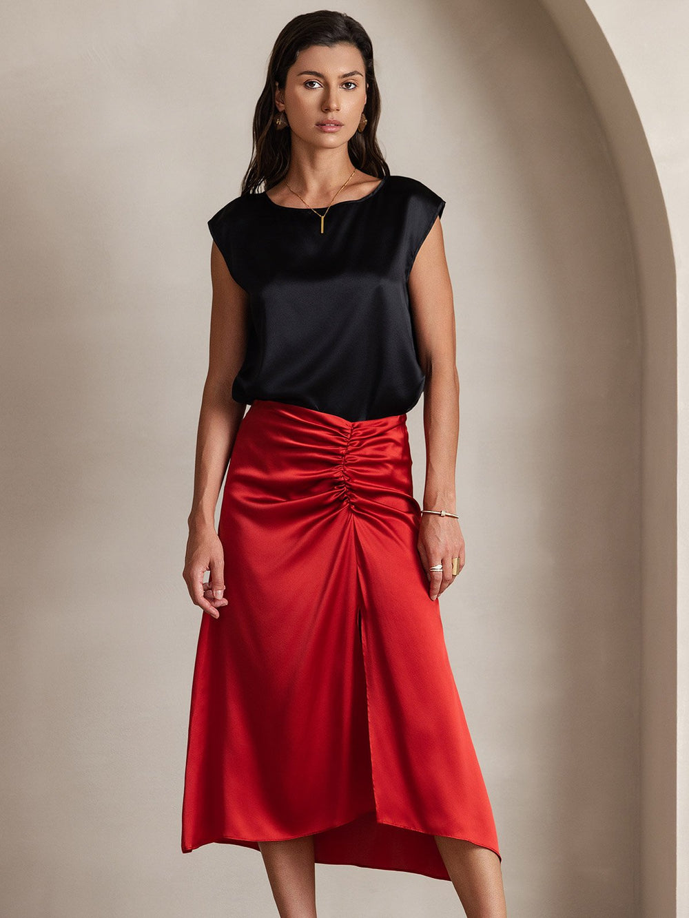 Heidi-Mode | Seiden Kapuze Ärmel Bluse