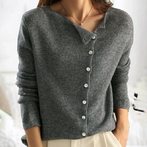 diagonal knop nach oben runder hals cardigan