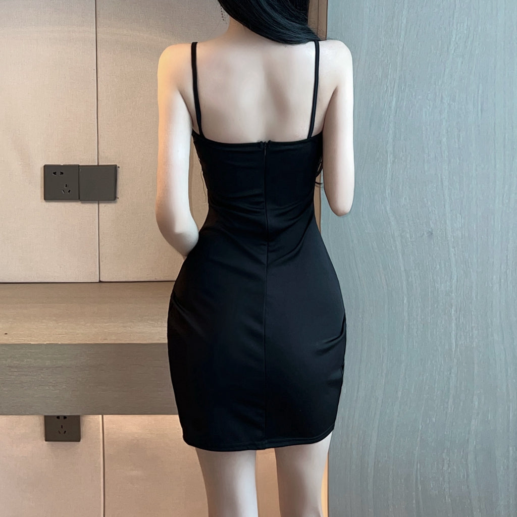 Heidi-Mode | Mesh Panel Ausschnitt Fransen Cami Cocktailkleid