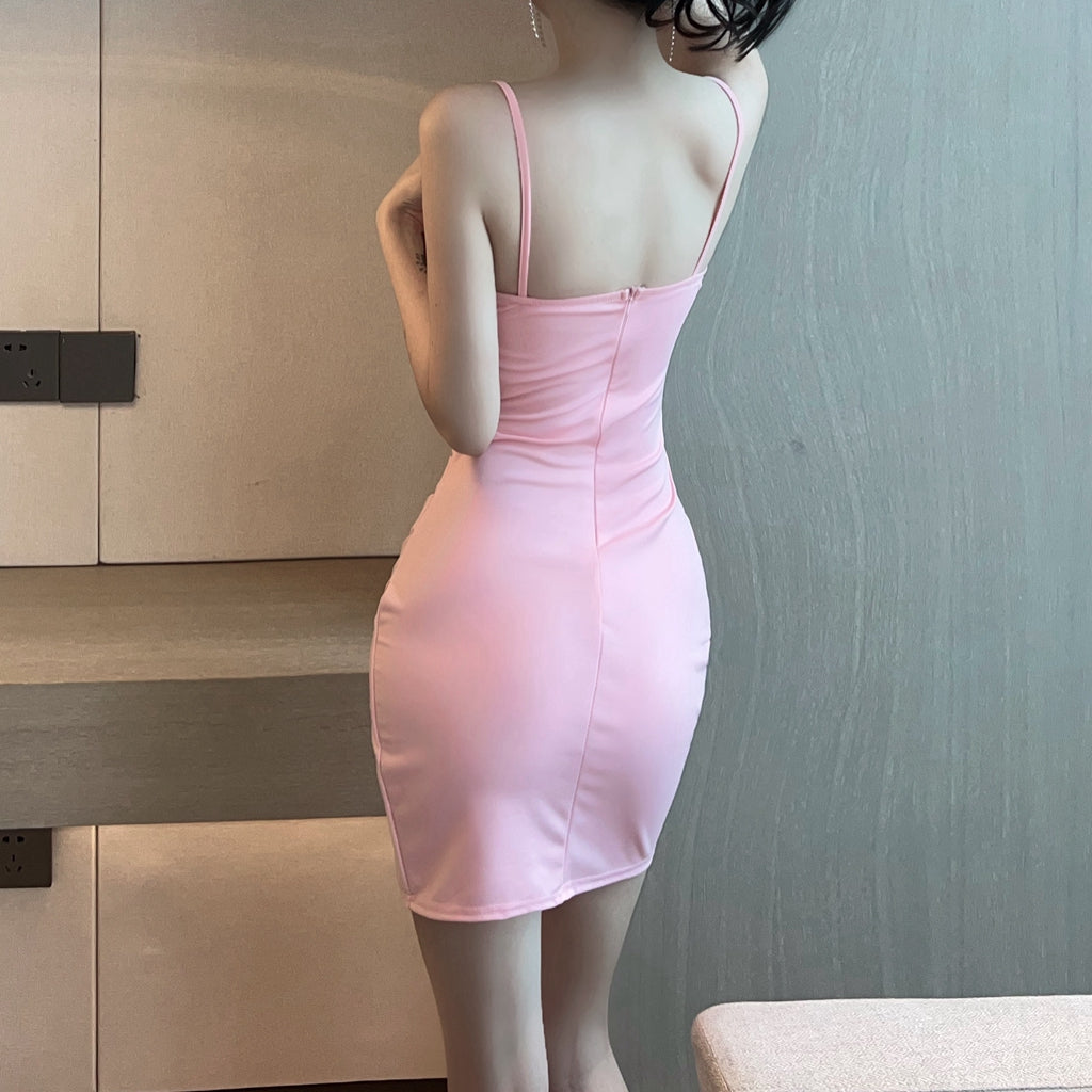 Heidi-Mode | Mesh Panel Ausschnitt Fransen Cami Cocktailkleid
