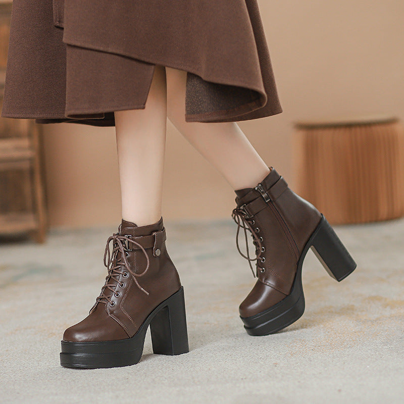 Heidi-Mode | Mode Kurze Stiefel Wasserdicht Plattform Dickere Ferse Hohe Absätze