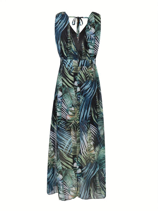 Boho Kordelkleid mit tropischem Print