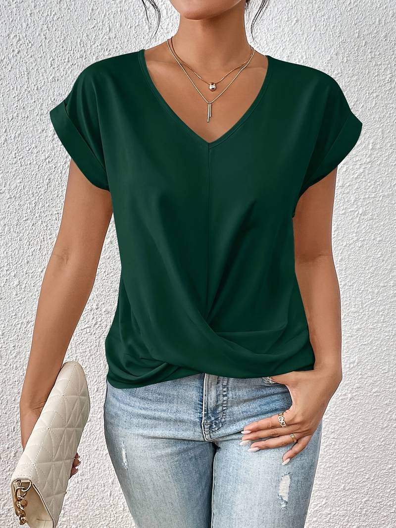 Heidi-Mode | Kurzarm V-Ausschnitt Shirt Leichtes und Stilvolles Basic für Damen
